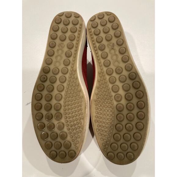 ECCO Women Burgundy Red Soft 7 Nubuck Zip Ankle Bootie Sz 41 Extra Wide Sneaker - Picture 5 of 7
